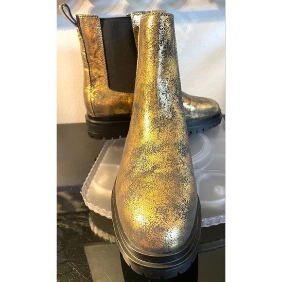 Ralph Lauren Corinne Bootie Fashion Booties Metallic Black/Gold Women SZ 8.5 NEW - Picture 2 of 11